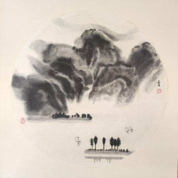 水墨圆片